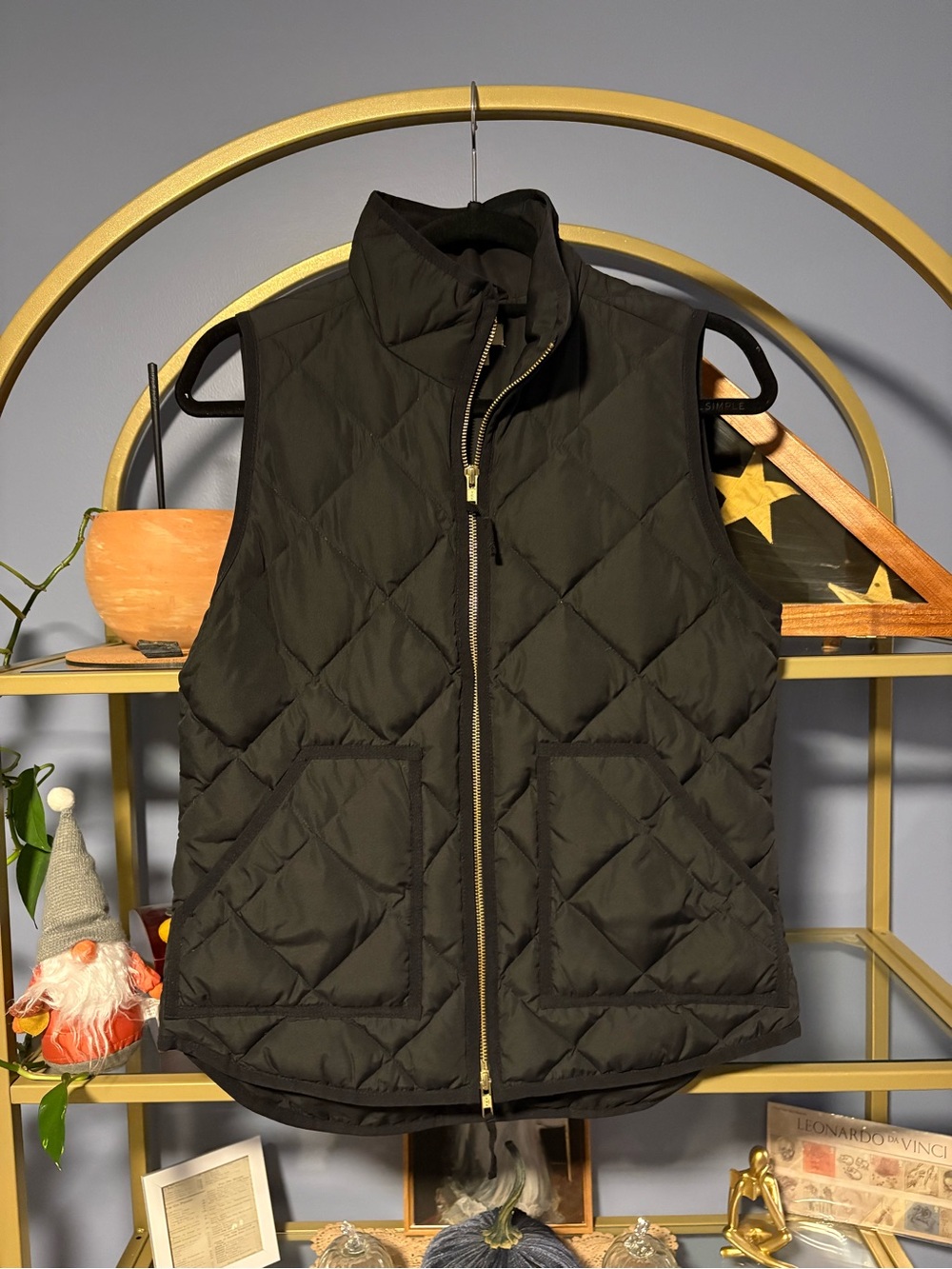 J. Crew Quilted Black Zip Vest